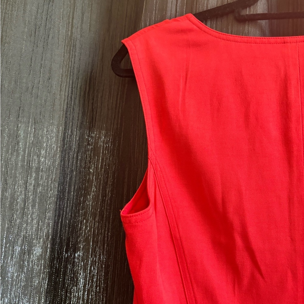 Theory Adelize Habitat‎ Notch V Engine Red Dress Size 6 - Picture 10 of 11
